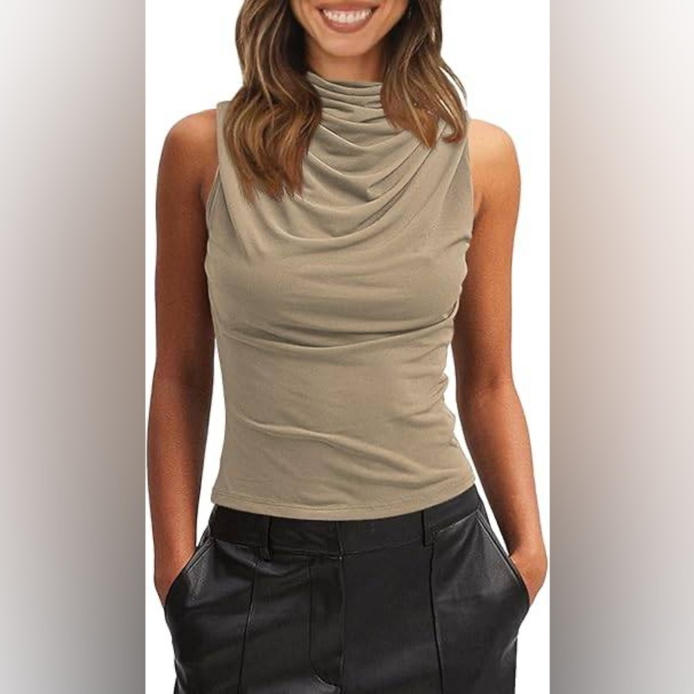 NWOT - Tankaneo - Women's Sleeveless Tank Top - Slim Fitted - Khaki